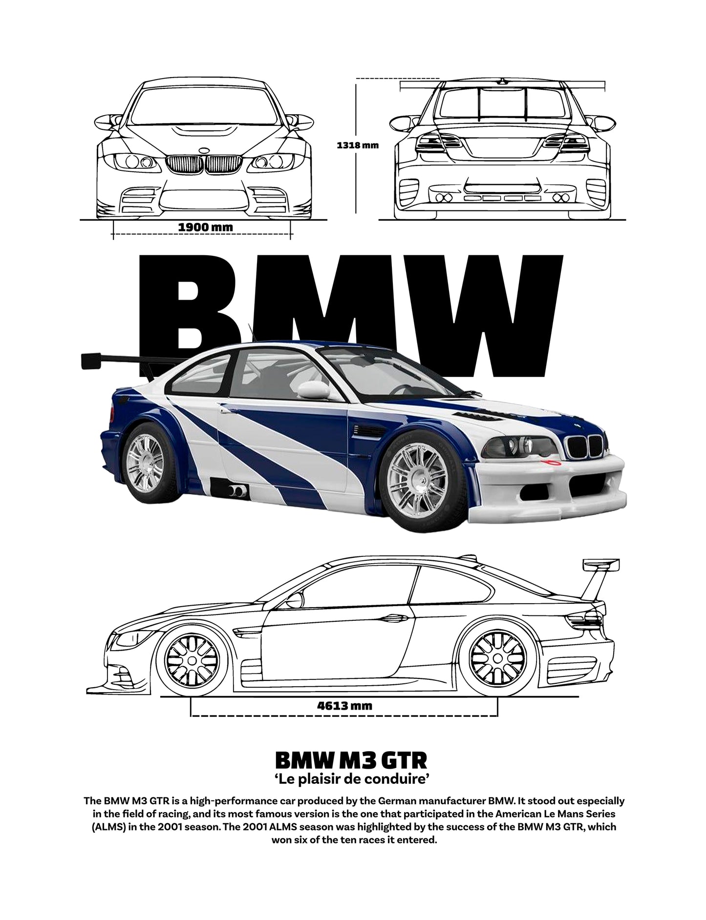 BMW M3 GTR PNG | Transparent Background Digital Art | DTF Printing & Sublimation File