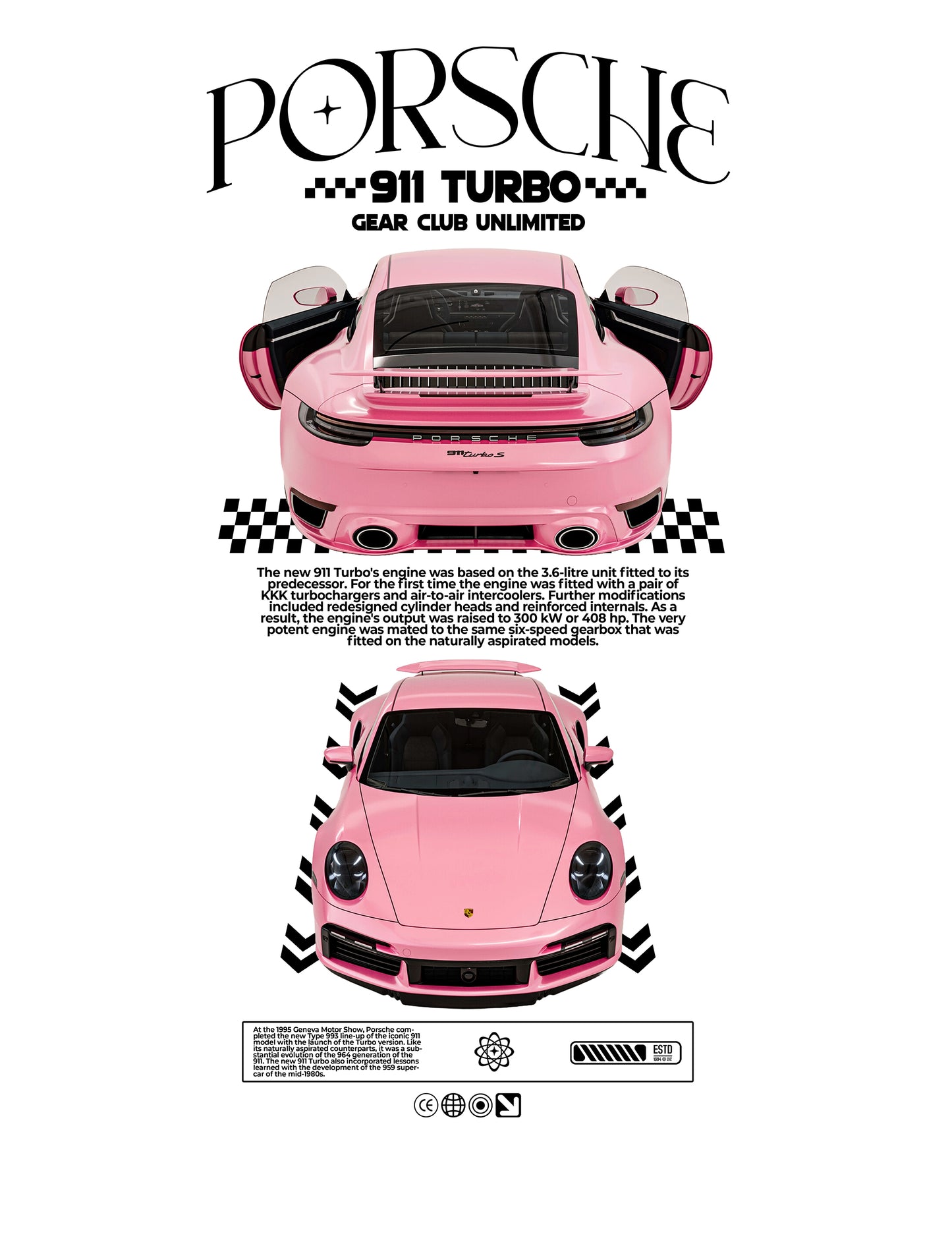 Pink Porsche 911 PNG | Transparent Background Digital Download | DTF T-Shirt Graphic