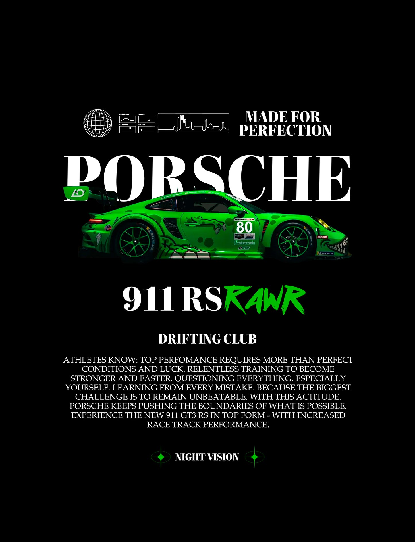 RAWR Porsche 911 PNG | Transparent Background Digital Download | DTF T-Shirt Graphic