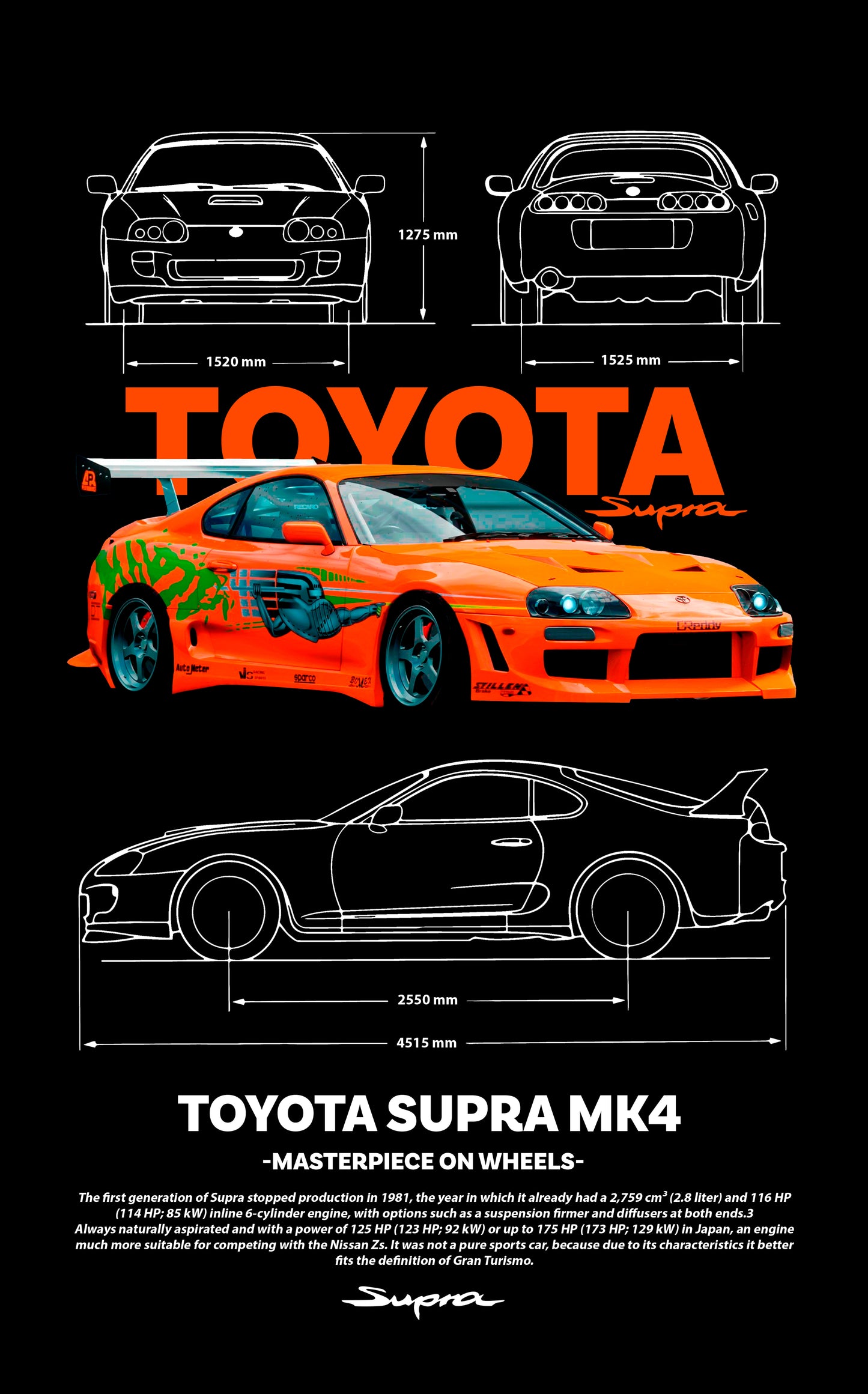 Fast and Furious Toyota Supra PNG | Transparent Background Digital Download | DTF T-Shirt Graphic