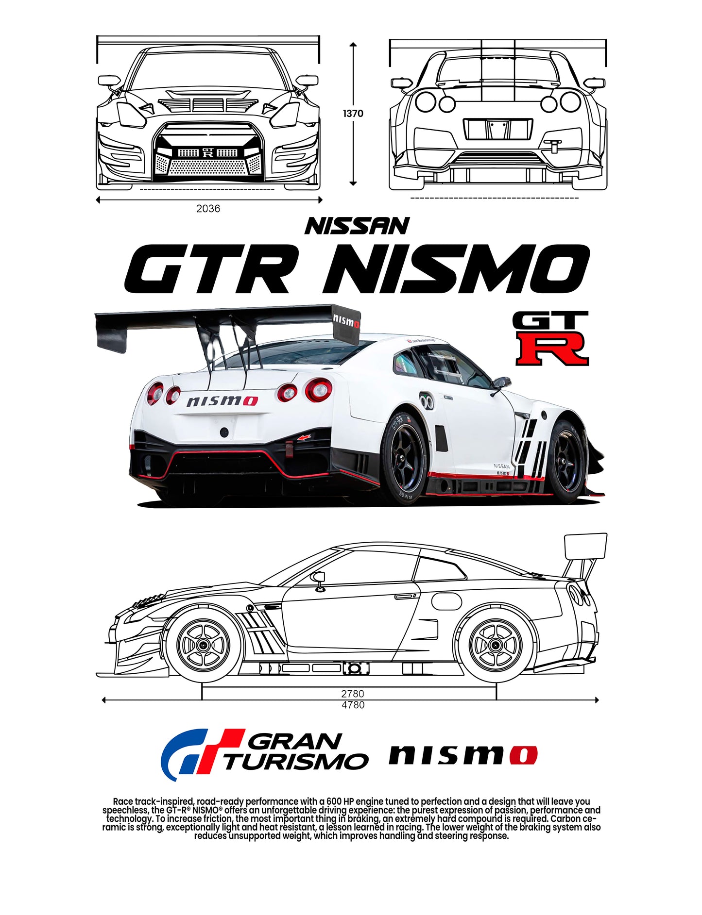 Nissan R35 GTR Nismo PNG | Transparent Background Digital Download | DTF T-Shirt Graphic