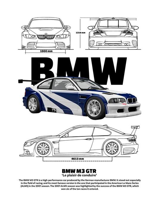 BMW M3 GTR PNG | Transparent Background Digital Art | DTF Printing & Sublimation File