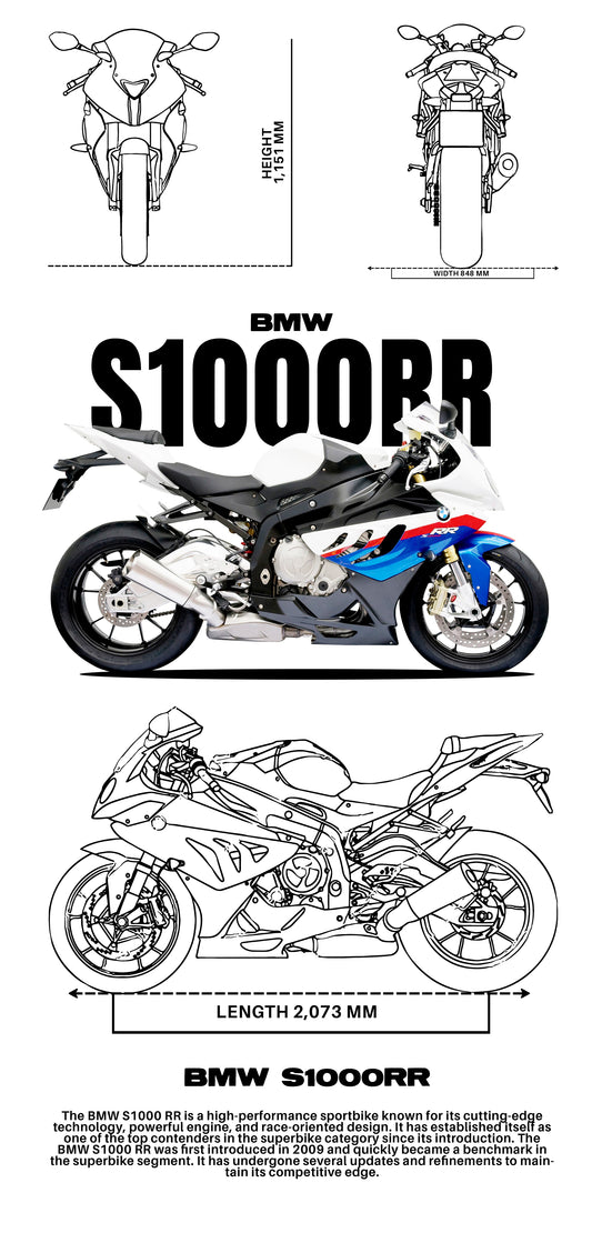 BMW S1000RR PNG | Transparent Background Sportbike Clipart | Digital Download for DTF