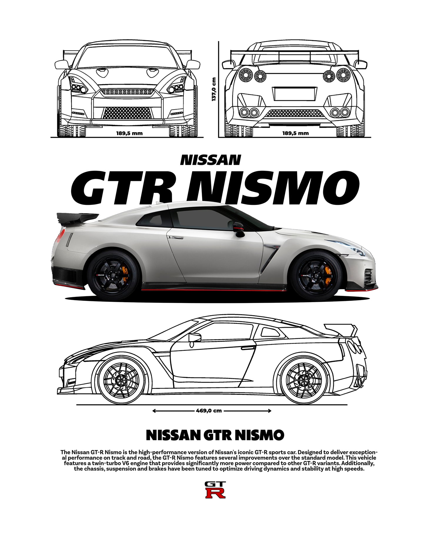 GTR Nismo PNG | Transparent Background Digital Download | DTF T-Shirt Graphic