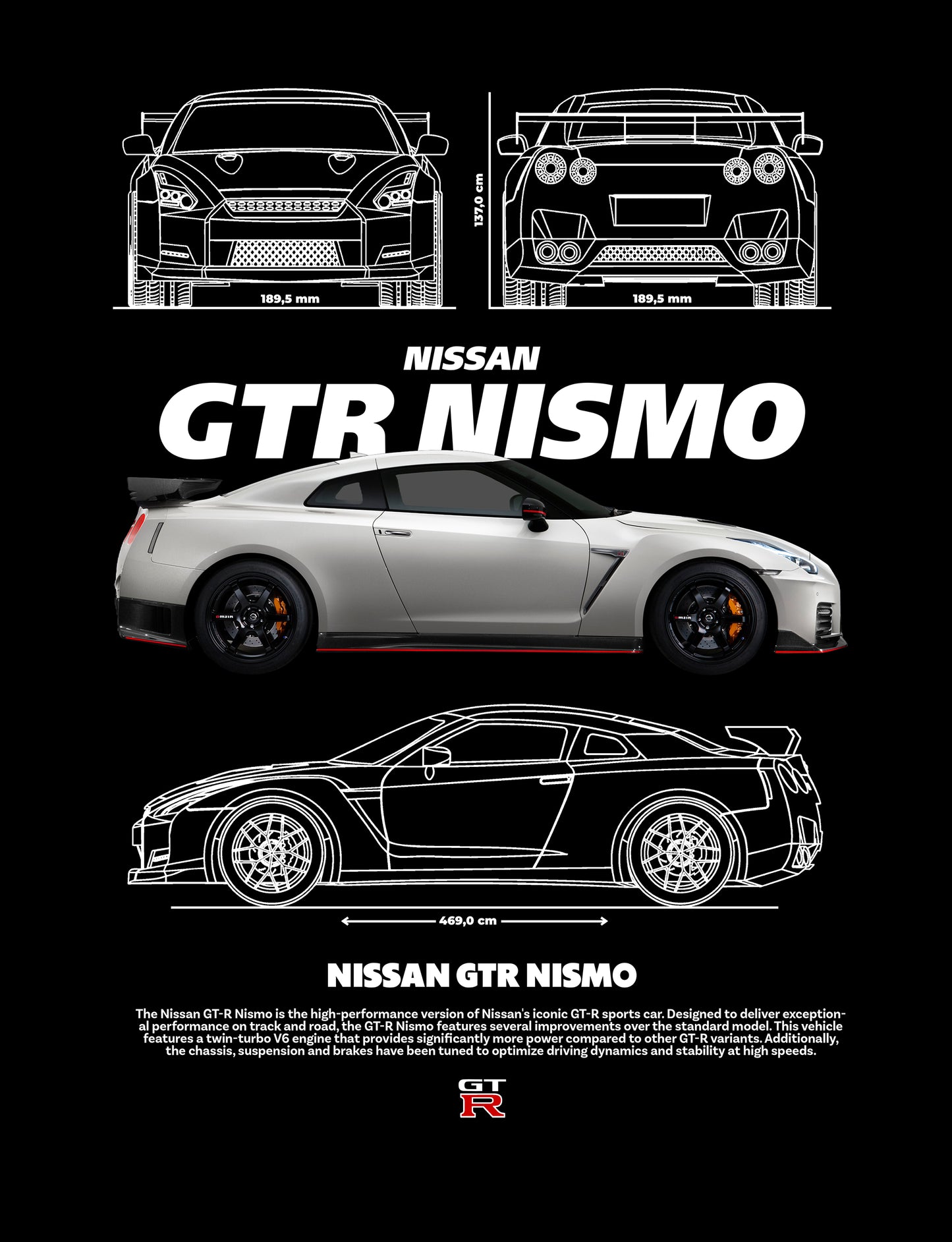 GTR Nismo PNG | Transparent Background Digital Download | DTF T-Shirt Graphic