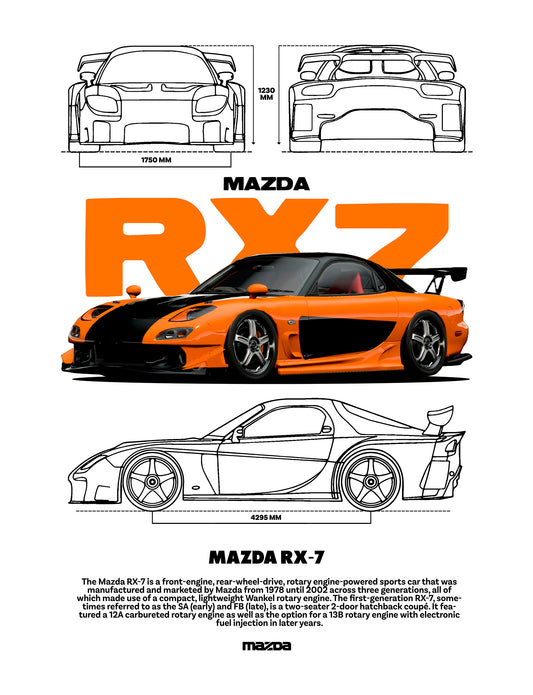 Tokyo Drift Mazda RX7 PNG | Transparent Background Digital Download | DTF T-Shirt Graphic
