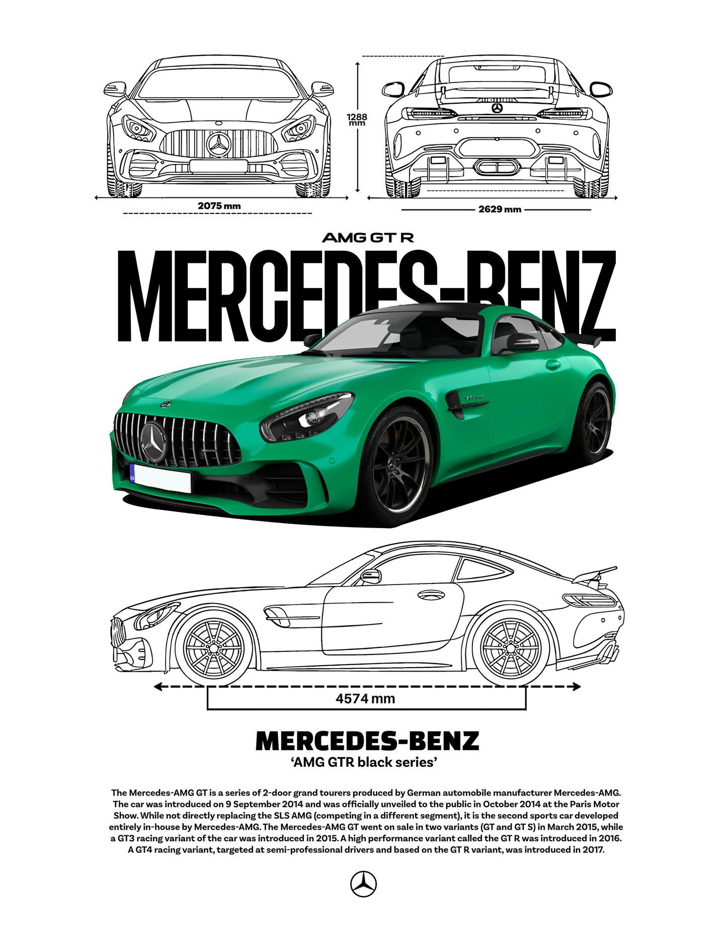 Mercedes-Benz Green GTR PNG | Transparent Background Digital Download | DTF T-Shirt Graphic