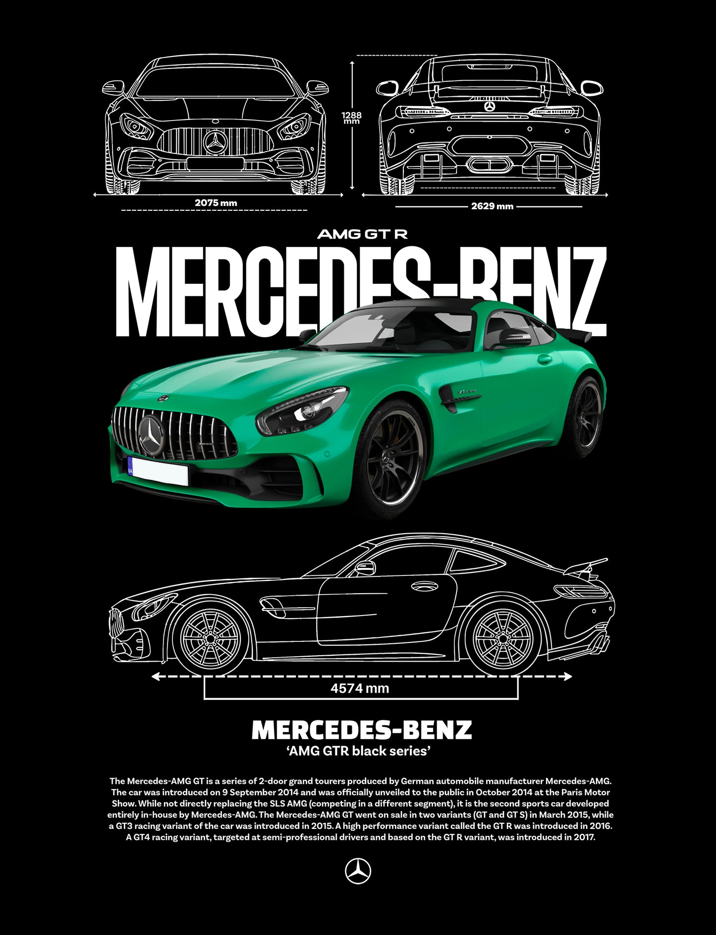 Mercedes-Benz Green GTR PNG | Transparent Background Digital Download | DTF T-Shirt Graphic