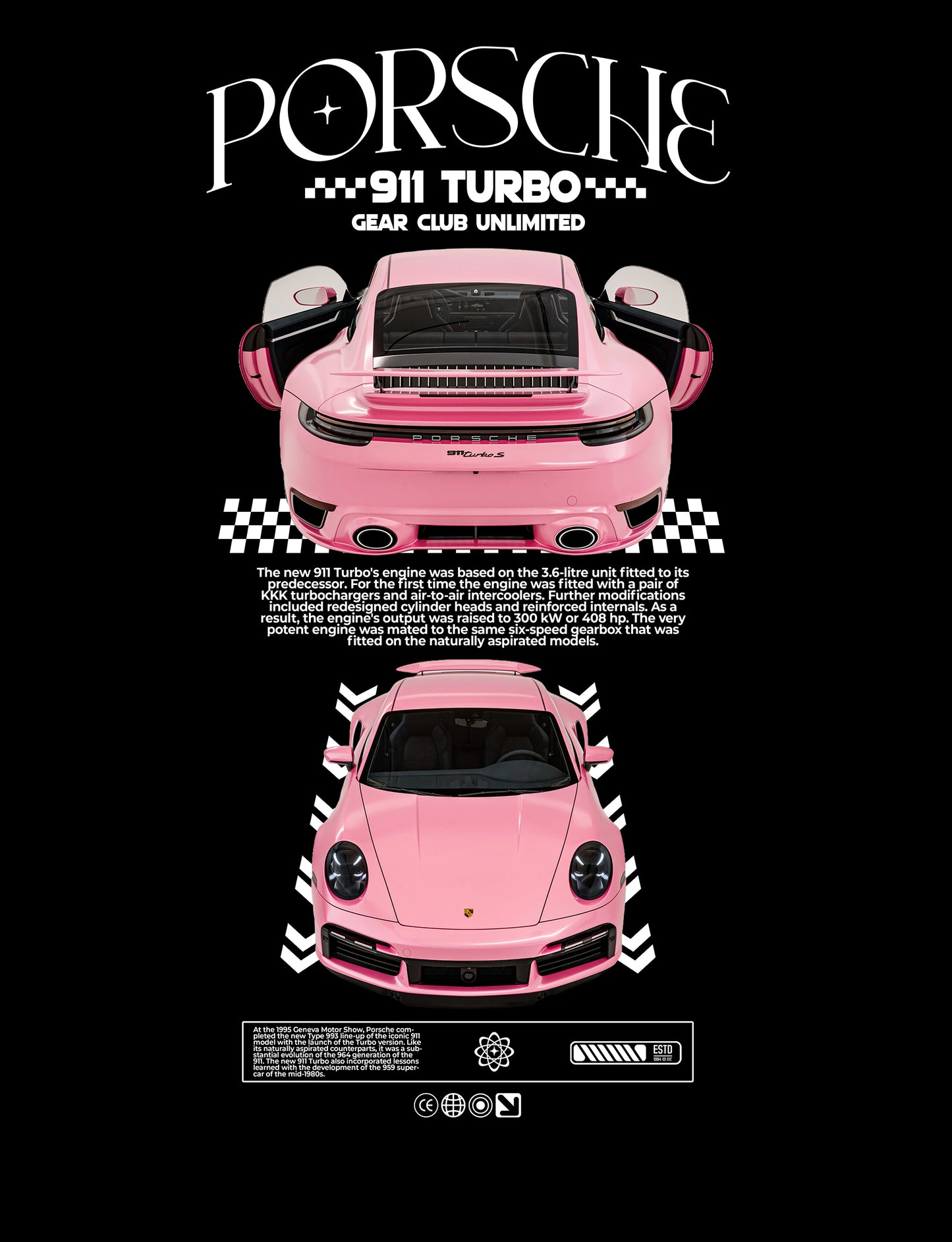 Pink Porsche 911 PNG | Transparent Background Digital Download | DTF T-Shirt Graphic