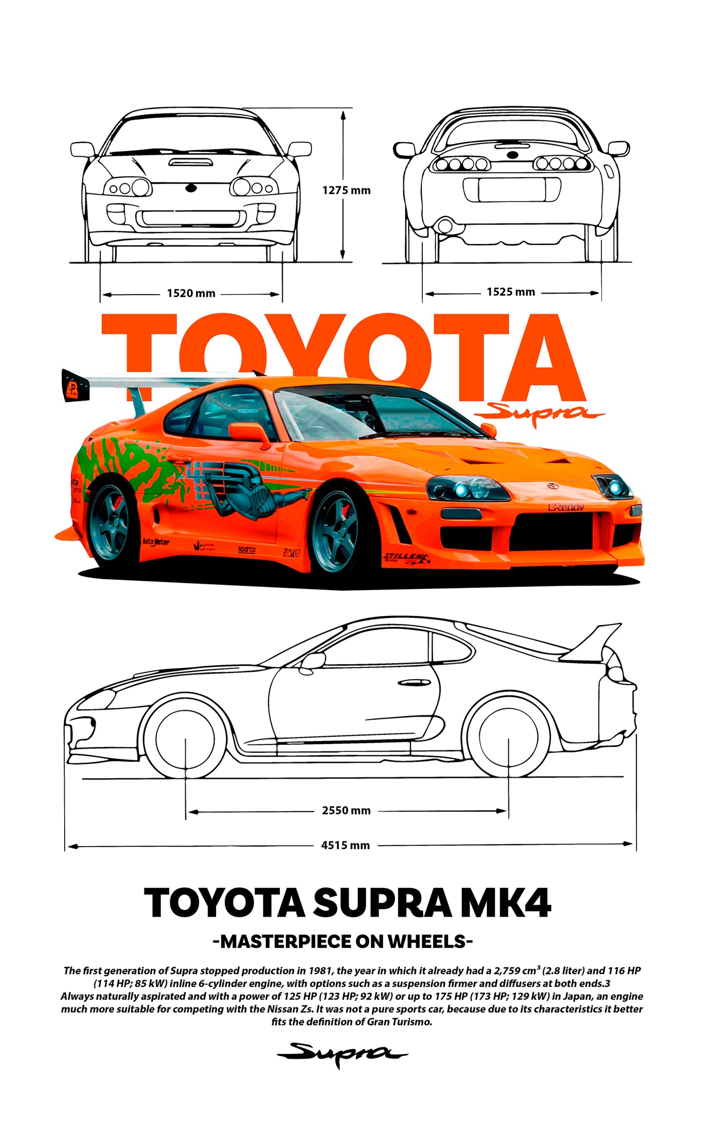 Fast and Furious Toyota Supra PNG | Transparent Background Digital Download | DTF T-Shirt Graphic
